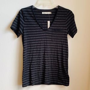 NWT Madewell silver & black striped V-neck…